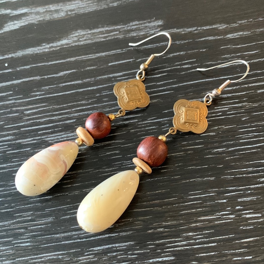 Long drop earring. Approximately 3 inches